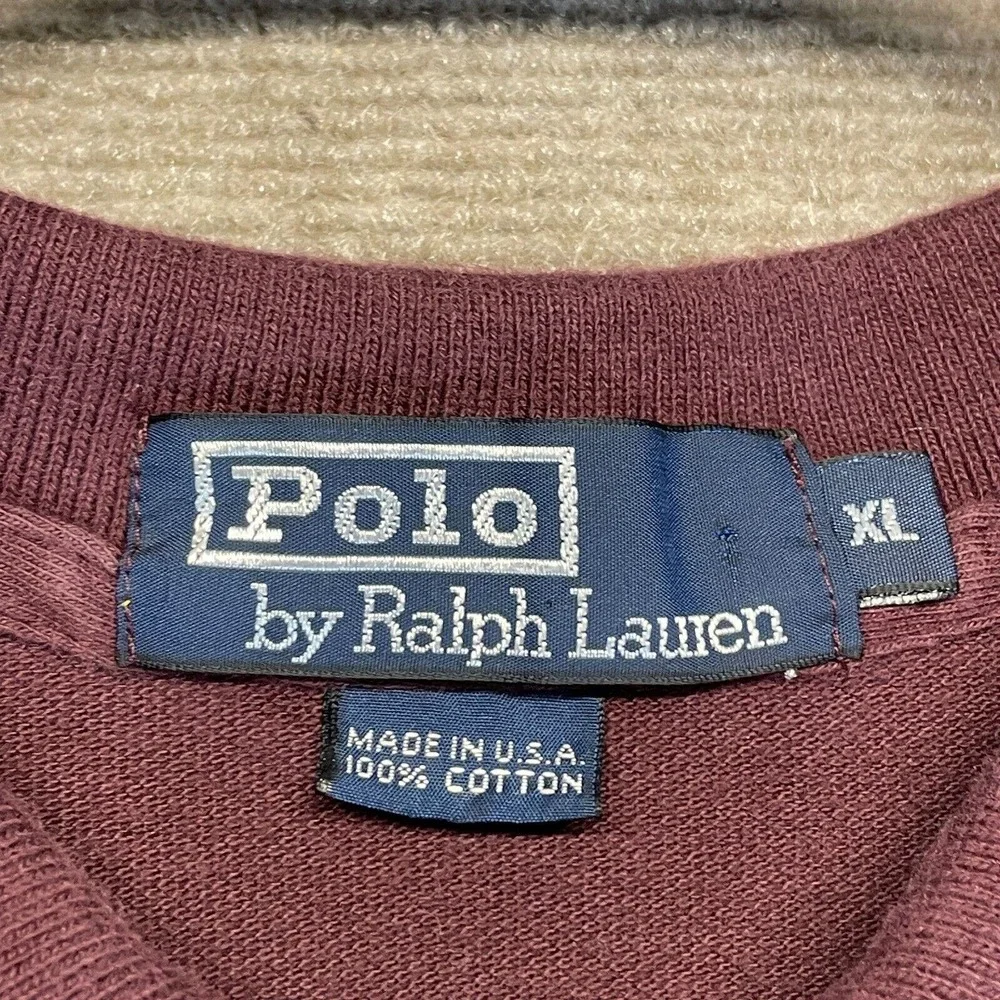 Polo Ralph Lauren Vintage Polo Shirt Men's XL Burgundy Cotton Golf Shield NEVIS